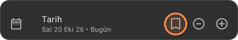 Yeni bir giderin Tarih satırı; Son seçilen tarihi kullan düğmesi vurgulanmış